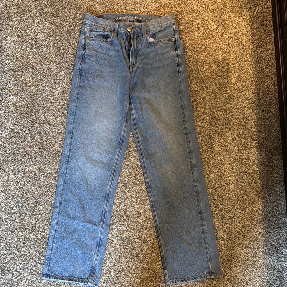 AE strigid low-rise baggy straight jeans.